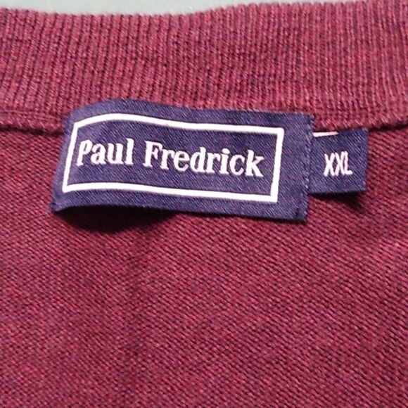 Paul Frederick Men's XXL Burgundy LG Sleeve Silk/Cotton/Cashmere Sweater - Picture 2 of 6